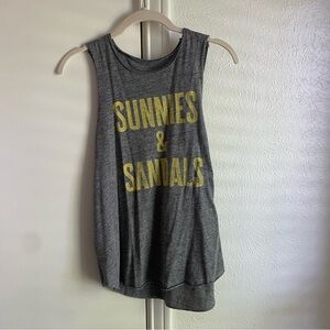 Sunnies & Sandals Heather Grey and Yellow Tank Top